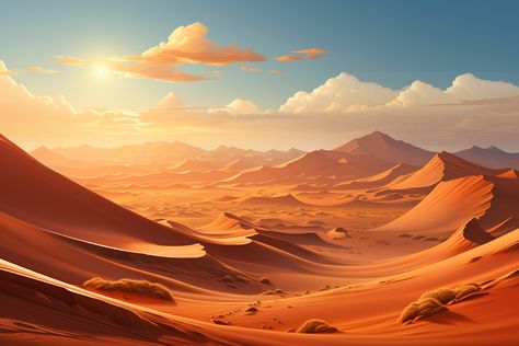 Desert Aesthetic Art, Desert Digital Art, Fantasy Desert City, Desert Fantasy Art, Desert Scene Drawing, Desert City Fantasy Art, Fantasy Landscape Desert, Desert Landscape Drawing, Barren Landscape Fantasy Art