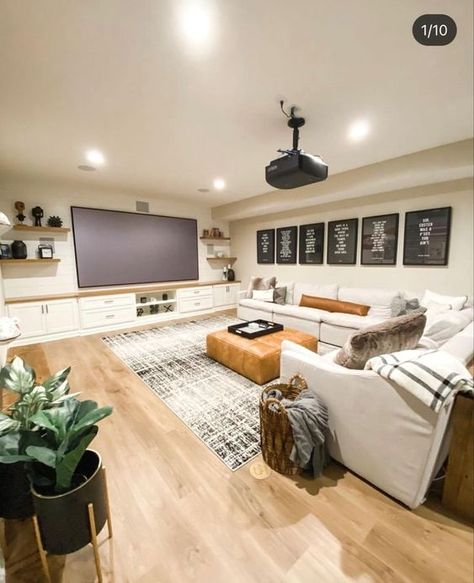 Top 10 Basement Trends for 2024 - Nikki's Plate Basement Trends, Basement Tv Rooms, Basement Decoration, Contemporary Basement, Ruang Tv, Tv Area, Dream Basement, Basement Furniture, Hangout Room