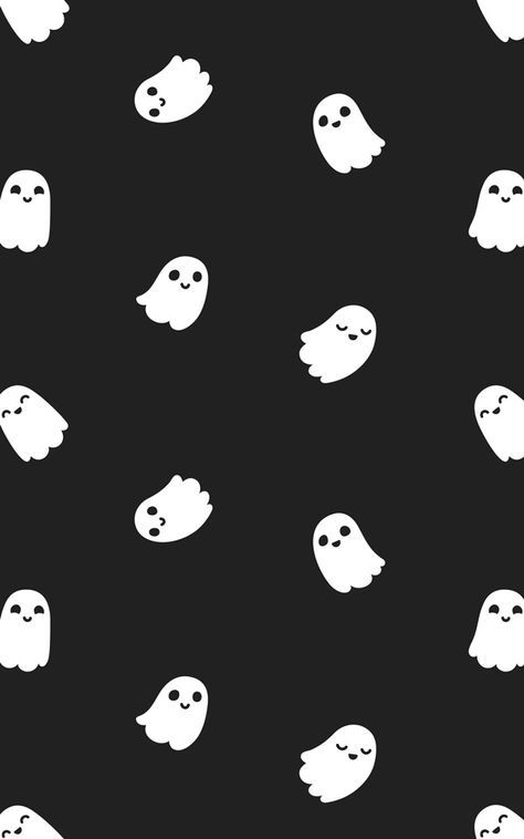 Ghosts Wallpaper, Wallpaper Design, Halloween Wallpaper, Halloween Ghost, Black Background, Cute Cartoon, Floating, Ghost, Halloween