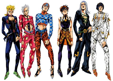 An essay about JoJo’s Bizarre Adventure and queer masculinities Gang Color, Jojo Part 5, Jjba Part 5, Jojo Fashion, Jojo Bizarro, Circus Characters, Jjba Memes, Jojo Art, Jojo Parts