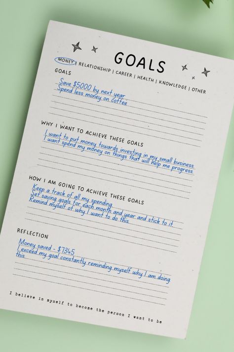 Journal Vision Board, Vision Board Planner, Daily Planner Pages, Writing Therapy, I Believe In Me, Goal Planner, Daily Reflection, Manifestation Journal, Goals Planner