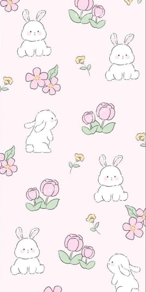 cute Easter wallpaper: bunny and florals Easter Aesthetic Wallpaper, Wallpaper Iphone Spring, Easter Phone Wallpaper, April Wallpapers, Easter Wallpaper Iphone, April Wallpaper Aesthetic, Iphone Spring Wallpaper, Wallpaper Easter, Cute Easter Wallpaper