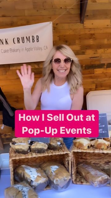 Pop Up Dessert Booth, Pop Up Bakery Shop, Package Baked Goods, Food Sample Display Ideas, Bake Sale Pop Up Shop, Baked Goods Pop Up Shop, Baked Goods Booth Display, Food Vendor Booth Ideas Bake Sale, Pop Up Shop Display Ideas Baked Goods