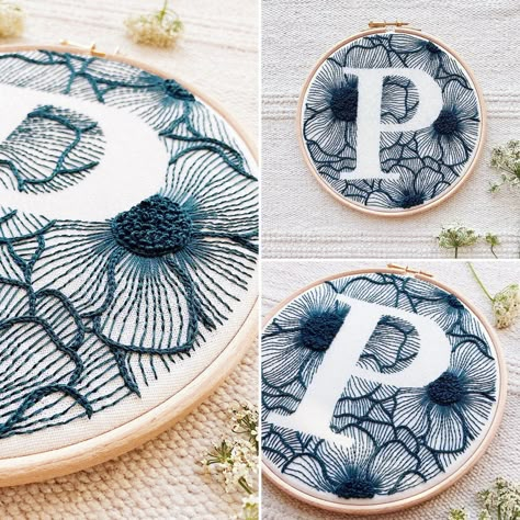 Floral monogram 🌿 Etsy Embroidery, Embroidery Wall Art, Embroidery Letters, Embroidered Gifts, Embroidery Monogram, Embroidery Patterns Free, Floral Monogram, Hand Embroidery Pattern, Floral Letters