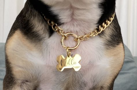 Dog Necklace Collar Diy, Dog Chain Collar, Chain Dog Collar, Dog Necklace Collar, Dog Collar Charms, Dog Accesories, Dog Chain, Luxury Dog Collars, Collars Diy