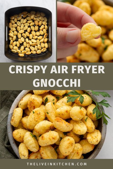 Air fryer gnocchi makes for a quick and delicious snack, ready in minutes! Pair it with pesto ranch dipping sauce or incorporate it into your favorite dishes. With just 6 ingredients, it can easily be adapted to be vegan, dairy-free, or gluten-free. Air Fryer Gnocchi, Kid Friendly Vegetarian Recipes, Vegetarian Lunch Recipes, Ranch Dipping Sauce, Vegetarian Recipes Lunch, Vegetarian Dinner Recipes, Easy Vegetarian Recipes, Healthy Vegetarian Recipes, High Protein Low Calorie