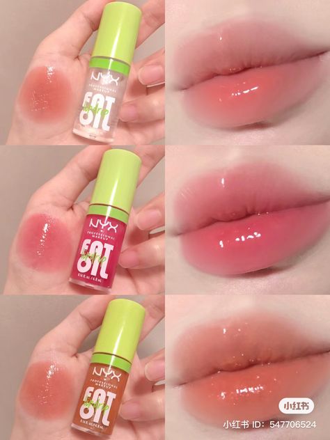 Fat Oil, Dripping Lips, Tinted Lip Gloss, Makeup Accesories, Lip Makeup Tutorial, Fancy Makeup, Lip Glosses, Makeup Items, Nyx Professional Makeup