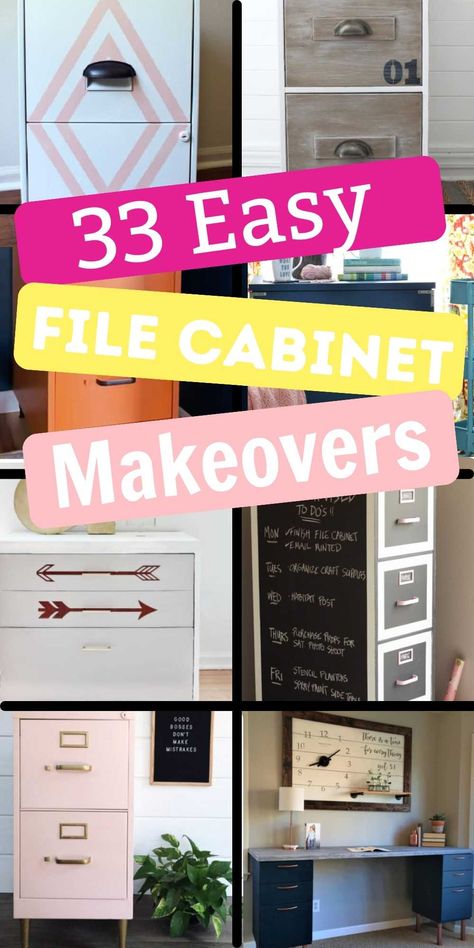 Decorating File Cabinets, Filing Cabinet Repurpose, Metal Cabinet Makeover, File Cabinet Redo, Filing Cabinet Makeover, Painted File Cabinets, Cabinet Makeover Ideas, Filing Cabinet Organization, Diy File Cabinet