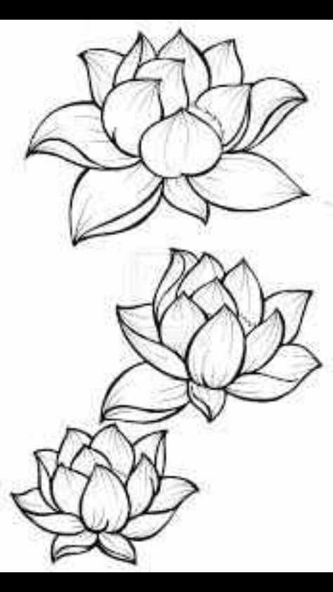 Lotus flower outline Lotus Blossom Tattoos, Lotus Flower Drawing, Kunst Tattoos, Flower Outline, Blossom Tattoo, Flower Sketches, Lotus Tattoo, Pola Sulam, Desenho Tattoo