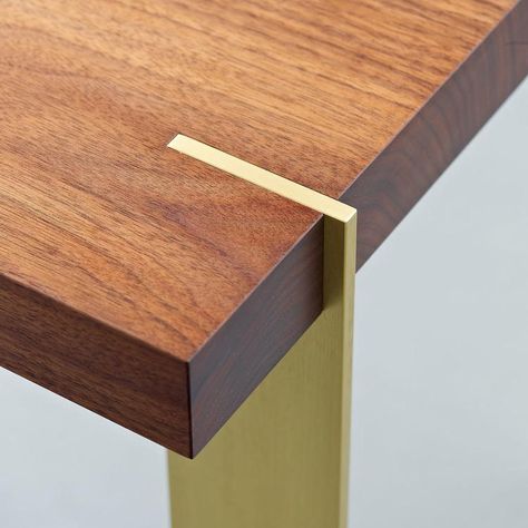 Walnut and Brass: Joined at the Tip in Side Table Collection | Woodworking Network Milan Furniture Fair 2022, Meja Sofa, Ip Design, Joinery Details, Work Plans, Group Project, Wood Joints, Wood Detail, Furniture Details