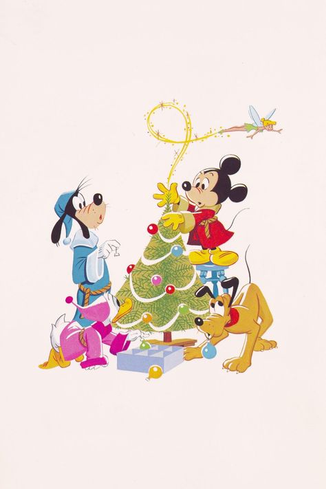 Disney Christmas Wallpaper, Disney Christmas Cards, Vintage Disney Christmas, Christmas Card Book, Painted Illustration, Cartoon Disney, Season Greetings, Xmas Wallpaper, Christmas Phone Wallpaper