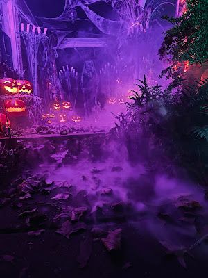 PUMPKINROT.COM: The Blog: Halloween 1987: Spook House Halloween Aesthetic Purple, Purple Halloween Aesthetic, Halloween Autumn Aesthetic, Spook Houses, Halloween Photo Shoot, Green Lighting, Colorful Halloween, Creepy Halloween Decorations, Halloween Photography