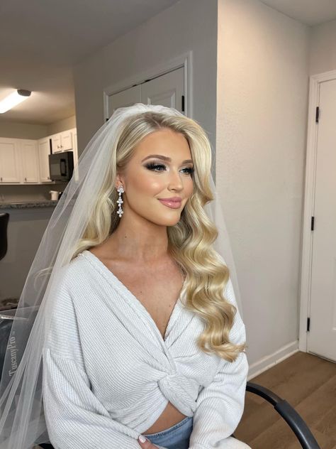 Blonde Bridal Hair, Bride Hair Down, Glam Bride Makeup, Blonde Wedding Hair, Hollywood Curls, Bridal Hair Down, Glam Wedding Makeup, Glam Bride, Bridal Hair Inspiration