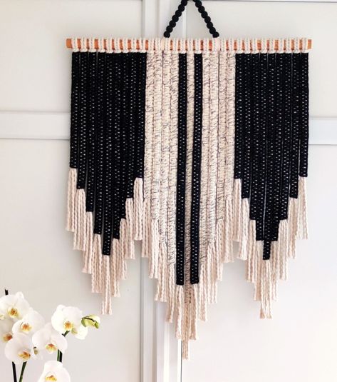 This gorgeous black macrame wall hanging made with 100% cotton 3mm macrame cord.You can decorate any room of your home. Width 23.5 inc Height 30.5 inc NOTE  Color may differ slightly from photos due to lighting.  This product measurement may different a few cm because it's handmade.  If you have any questions do not hesitate to let me know please.  Thank you and happy shopping💐 Black And White Macrame Wall Hanging, Black And White Macrame, Black Macrame Wall Hanging, Macrame Knots Tutorial, Black Macrame, Macrame Tapestry, Christmas Wall Hangings, Wall Hanging Boho, Art Tapestry