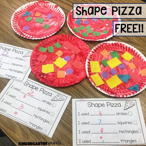 Creative ways to teach shapes - Kindergarten Smarts Shapes Centers Kindergarten, 2d Shapes Kindergarten, Shape Pizza, Shape Activities Kindergarten, Kindergarten Geometry, 2d Shapes Activities, Shapes Lessons, Kinder Centers, Room Activities