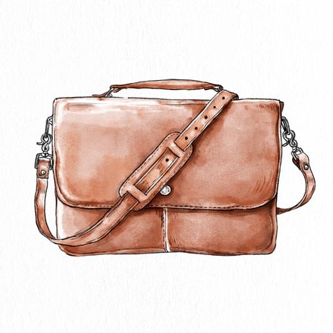 Men's messenger bag vector hand drawn fashion illustration | premium image by rawpixel.com / ton Messenger Bag Drawing, Hand Bag Illustration, Drawing Bags, Bag Logo Design, Backpack Design Concept, Bags Illustration, Leather Drawing, Office Bags For Men, Men's Messenger Bag