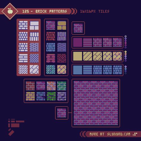 Tutorial - 125 - Brick Patterns | Patreon Brick Pixel Art, Platformer Tileset, Grass Tiles, Sprite Art, Indie Game Art, Pixel Art Tutorial, Easy Pixel Art, Floor Texture, Art Drawing Ideas