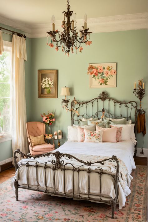 30 Country-Themed Bedroom Ideas That Will Blow Your Mind – The Crafty Hacks Cottage Curtains Ideas Bedroom, Bedroom Styles Aesthetic, Vintage Cottage Core Bedroom Ideas, Vintage Quilt Bedroom Decorating Ideas, Vintage Furniture Bedroom, Period Bedroom Ideas, 1950s Room, Interior Design Bedrooms, Womans Bedroom