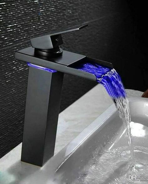 Light Stairs, Stairs Wood, Led Faucet, Bathroom Faucets Waterfall, Designer Decor, Basin Sink Bathroom, Vessel Faucets, Waterfall Faucet, Single Handle Bathroom Faucet