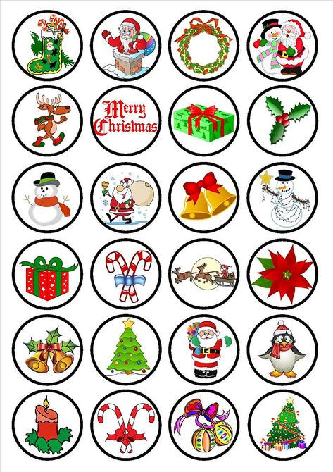 Christmas Stickers Printable, Paper Cupcake Toppers, Christmas Cupcake Toppers, Vanilla Wafer, Christmas Hostess, Christmas Cake Topper, Christmas Mix, Christmas Topper, Christmas Cake Decorations