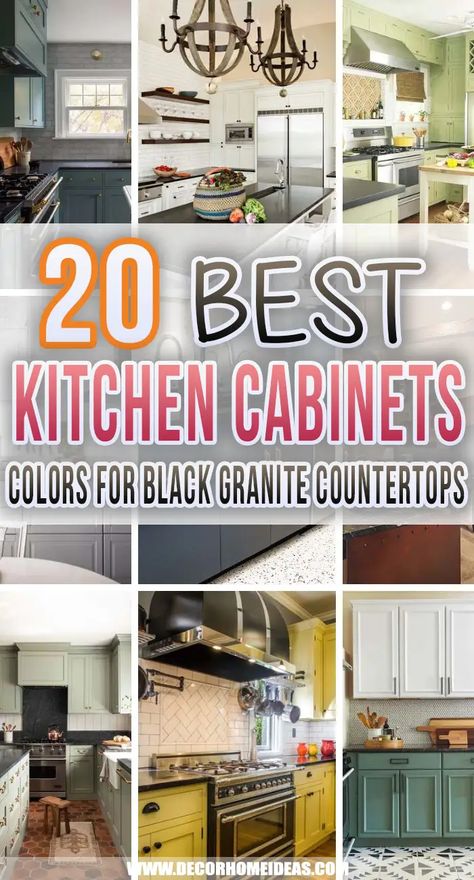 Cabinets That Go With Black Granite, Kitchen Cabinet Color Ideas For Black Countertops, Grey Cupboards Black Countertop, Kitchen Cupboards With Black Granite, Small Kitchen With Dark Countertops, Black Countertops Tan Cabinets, Dark Cabinets With Dark Granite, Kitchen Cabinets With Black Granite Countertops, Kitchen Paint Colors Dark Countertops