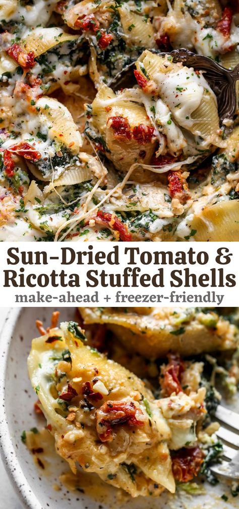 Fall Winter Lunch Ideas, Sundried Tomato Stuffed Shells, Vegetarian Friendly Dinners, Good Vegetarian Recipes Dinners, Italian Food For A Crowd Main Dishes, Hot Weather Recipes Dinner, Summer Family Recipes Dinner, Dinner Ideas Impressive, Fall Weather Dinner Ideas