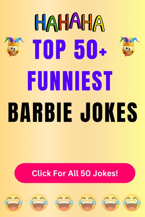 Check Out The Top 50+ Funny Barbie Jokes And Puns. Click For All 50+ Hilarious Barbie Jokes! Funny Barbie, Husband Wife Jokes, Barbie Jokes, Jokes And Puns, Barbie Funny, Funny Marriage, Hilarious Jokes, Wife Jokes, Very Funny Jokes