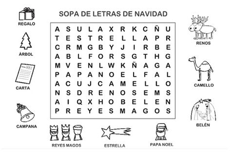 Sopa de letra de Navidad para imprimir La estrella de Navidad, los renos de Papa Noel, el Belén, los Reyes Magos… son algunas de las palabras que tienes que buscar en esta sopa de letras de Navidad que hemos preparado. Esta sopa de letras de Navidad para niños es una actividad muy entretenida y se lo pasarán muy bien buscando las palabras escondidas, cuando las encuentren pueden colorear el dibujo que le corresponde. Descargar sopa de letras de Navidad  Enlaces relacionados sopa de letras de ... Spanish Teacher Resources, Christmas Cards Drawing, Spanish Holidays, Spanish Lessons For Kids, Christmas Activity Book, Spanish Christmas, Spanish Teaching Resources, Winter Classroom, Spanish Language Learning