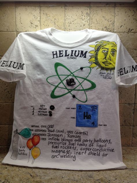 Great element project for classroom - Order shirts (only $5) or aprons (only $6) and students choose an element to complete project.  Great authentic assessment. ScienceWear.net Atom Model Project, Science Fashion, Atom Model, Element Project, Chemistry Classroom, High School Chemistry, 7th Grade Science, Teaching Chemistry, 8th Grade Science