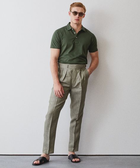 Gurkha Trousers Men, Italian Trousers Men, Gurkha Pants Men Outfit, Pleated Pants Outfit, Gurkha Pants, Polo Outfit, Pants Outfit Men, Classic Golf, Trousers Men