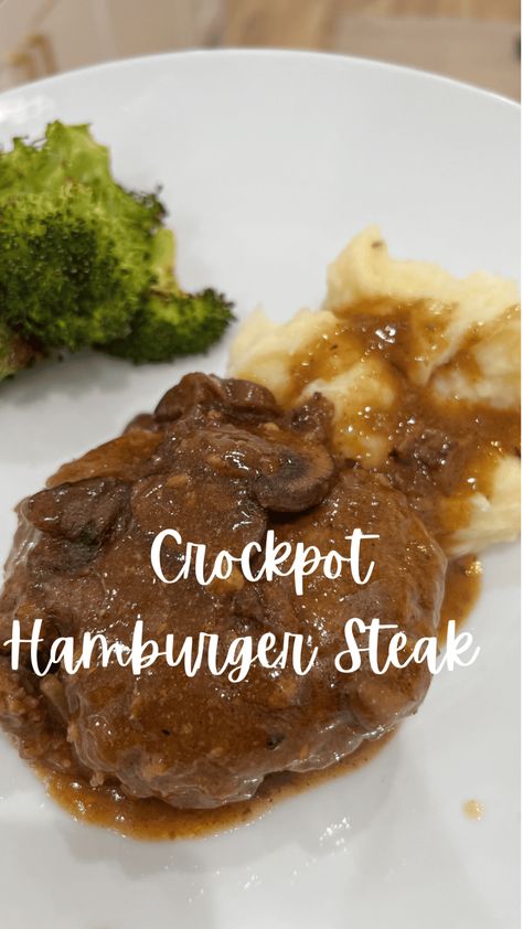 Crockpot Hamburger Steak, Straight Short Hairstyles, Cube Steak Crock Pot Recipes, Crockpot Steak Recipes, Hamburger In Crockpot, Short Straight Hairstyles, Salisbury Steak Crockpot, Hamburger Steak Recipes, How To Cook Hamburgers