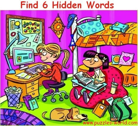 Find 6 Hidden Words Hidden Words In Pictures, Find The Hidden Words, Pictures To Describe, Speaking Prompts, Hidden Picture Puzzles, Difficult Puzzles, Logic Puzzle, Picture Puzzle, Puzzle Photo