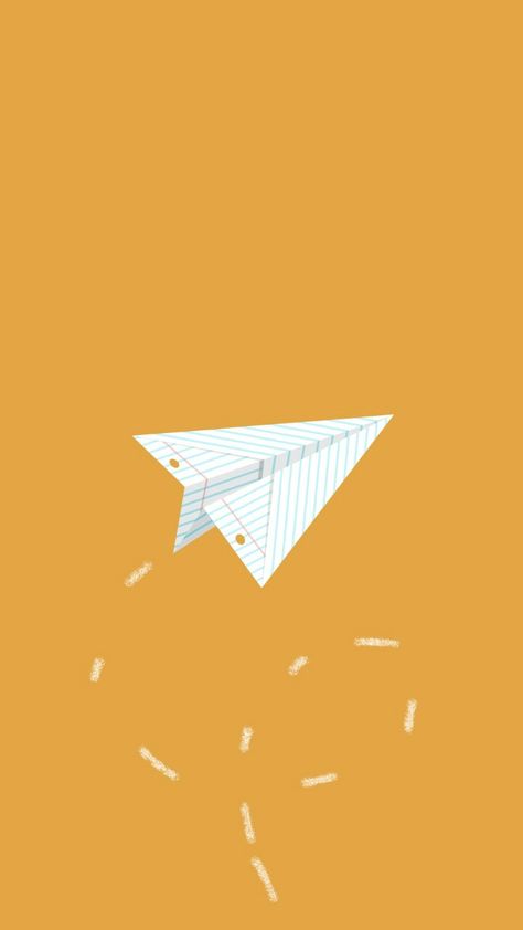 Yellow. Mustard. Paper. Airplane. Cute. Simple. Classic. Basic. Paper Airplanes Aesthetic, Paper Airplane Aesthetic, Paper Airplane Wallpaper, Paper Plane Wallpaper, Cover Polos, Paper Plane Illustration, Plane Wallpaper, Iphone Paper, Iphone Wallpaper Earth