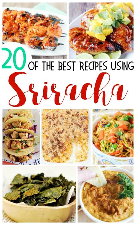 Looking for something hot and spicy? We have 20 excellent recipes that include sriracha (or your fave hot sauce) and you'll get the heat you're looking for. #sriracha #hotsauce #spicy Sriracha Dinner Recipes, Recipes Using Hot Sauce, Recipes Using Sriracha Sauce, Siracha Recipes Snacks, Hot And Spicy Recipes, Recipes With Sriracha, Sriracha Recipes Healthy, Recipes With Hot Sauce, Siracha Recipes