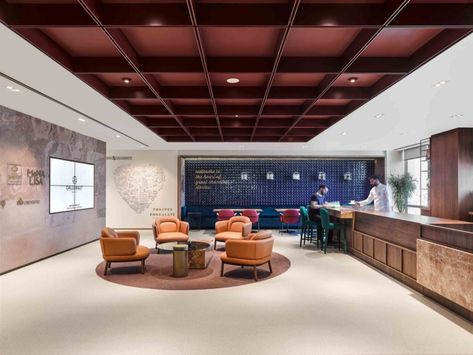 Spacestor | Workspace of the Week - Barry Callebaut Offices & Chocolate Academy, Istanbul Open Office Design, Office Concept, Office Ceiling, Office Tour, Office Idea, Corporate Office Design, Architects Office, Office Space Design, Modern Office Design