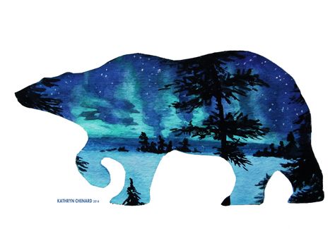 Polar Bear and Northern Lights- Original Watercolor.  Copyright Kathryn Chenard https://www.etsy.com/shop/KathrynChenard?ref=hdr_shop_menu Small Northern Lights Tattoo, Northern Lights Watercolor Tattoo, Watercolour Bear Tattoo, Northern Lights Art Project, Northern Lights Tattoo, Northern Lights Watercolor, Polar Bear Tattoo, Northern Lights And Polar Bears, Deer Skull Tattoos