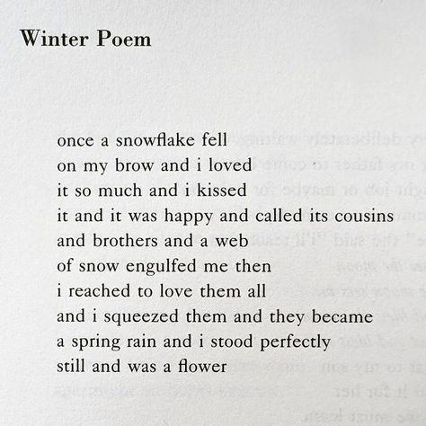 December Poems, Winter Love Quotes, Snow Poems, Rain Poems, Nikki Giovanni, Winter Poetry, Winter Poems, Snowflakes Falling, Winter Quotes