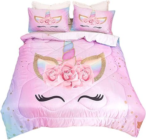 qjmiaofang Unicorn Bedding Flower Girl Comforter Twin Sets Cartoon Unicorn Bedspreads Cute Kids Comforter Sets for Teens and Girls 3 Piece Pink Unicorn Bed Set 68" x 86" with 2 Unicorn Pillowcases : Amazon.ca: Home Unicorn Comforter Set, Unicorn Bed Set, Dinosaur Bed, Unicorn Bed, Dinosaur Comforter, Girl Comforters, Kids Comforter Sets, Dinosaur Bedding, Unicorn Bedding