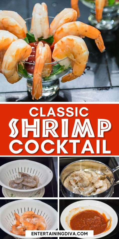 Classic Shrimp Cocktail With Homemade Seafood Sauce | Holidays and events Shrimp Cocktail Recipe Easy, Best Shrimp Cocktail Recipe, Easy Shrimp Cocktail, Shrimp Cocktail Recipe, Shrimp Cocktail Sauce, Homemade Cocktail Sauce, Cocktail Sauce Recipe, Cocktail Shrimp Recipes, Seafood Cocktail