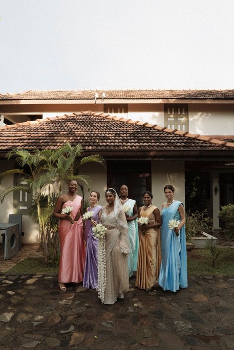 Indian Bride And Bridesmaids, Spring Indian Wedding, Sri Lankan Bridesmaids, Indian Bridesmaids Saree, Indian Christian Wedding, Sri Lanka Wedding, Sri Lankan Wedding, Buddhist Wedding, Sri Lankan Bride