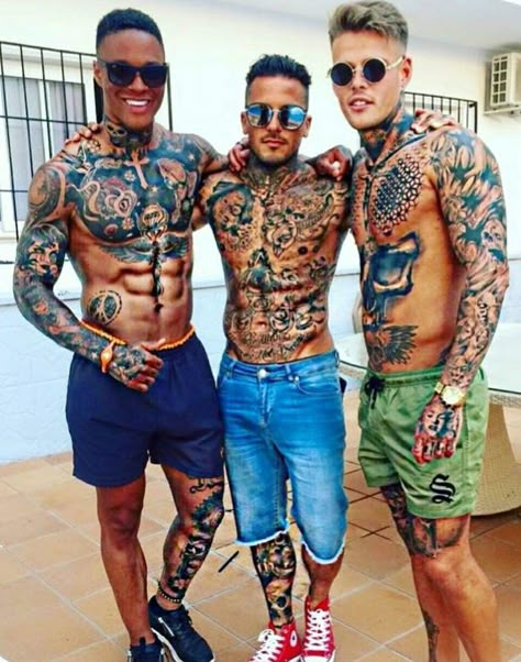 Full Body Tattoo Man, Tattoo Boy, Tattoos Big, Island Boys, Tattoo Man, Skull Sleeve Tattoos, Skull Sleeve, Chest Tattoo Men, Tattooed Men