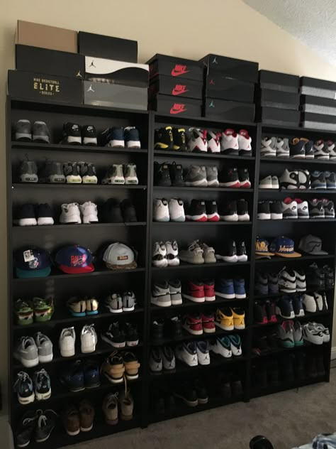 Sneakerhead Bedroom, Sneaker Room, Sneakerhead Room, Sneaker Displays, Sneaker Closet, Hypebeast Room, Sneaker Storage, Shoe Room, Shoe Wall