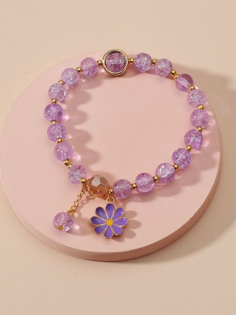 Color: Purple Gender: Women Material: Glass Details: Flowers Style: Cute Product Measurements in cm : Size Diameter one-size 5 Purple Flower Charm Beaded Bracelet Boho Crafted Creative Beads Design Stretchy Great for daily wear, anniversary, party etc. Excellent Gift: A sweet gift for families or friends in Valentine's Day, Mother's Day, Father's Day, Christmas, birthday, thanksgiving. A perfect magical gift for special one in your life. Of course, including yourself High Quality Purple Flower C Girly Bracelets, Charm Beaded Bracelet, Purple Beaded Bracelets, Locket Design, Crystal Bead Jewelry, Resin Bracelet, Purple Gift, Trending Engagement Rings, Purple Bracelet