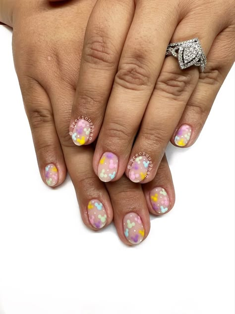 Floral Disney Nails, Disney Pastel Nails, Disney Nails Pastel, Disney Spring Nails, Pastel Disney Nails, Disney Nails Pink, Simple Disney Nails Short, Aesthetic Disney Nails, Short Disney Nails