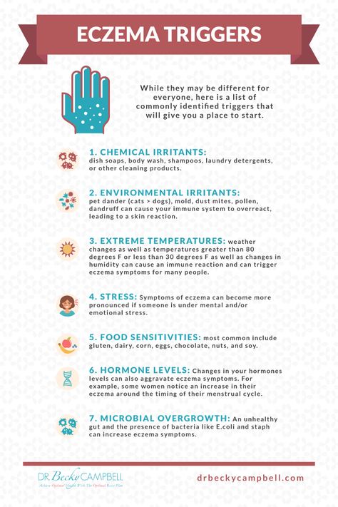 Eczema, also referred to as atopic dermatitis (AD), is a chronic skin condition that usually starts in infancy that is characterized by exacerbation and remission of episodes of skin lesions. Other symptoms of eczema include:

    -dry skin
   - itching, especially at night
    -red to brownish-gray skin patches
    -small raises bumps which may leak initially or 
      when scratched and then form a crust
    -thick, cracked, or scaly skin patches
    -raw and/or sensitive skin. Skin Lesions, Itching Skin, Scaly Skin, Skin Patches, Skin Condition, Autoimmune Disease, Skin Conditions, Skin Health, Healthy Skin