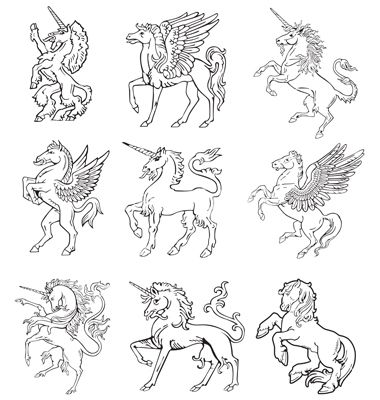 Heraldic unicorns vector 643058 by busja Scottish Unicorn, Unicorn Tattoo, Heraldry Design, Unicorn Tattoos, Unicorn Drawing, Unicorn Pictures, Unicorn Magic, Last Unicorn, Unicorn Art