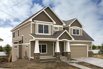 The exterior color is Sherwin William Tavern Taupe with Homested Brown on the shaked gables. Trim is Macadamia Brown Siding, Sherwin William, Outside House Colors, Exterior Paint Ideas, Exterior House Paint Color, House Paint Color Combination, Paint Color Combinations, Exterior House Paint Color Combinations, House Paint Colors