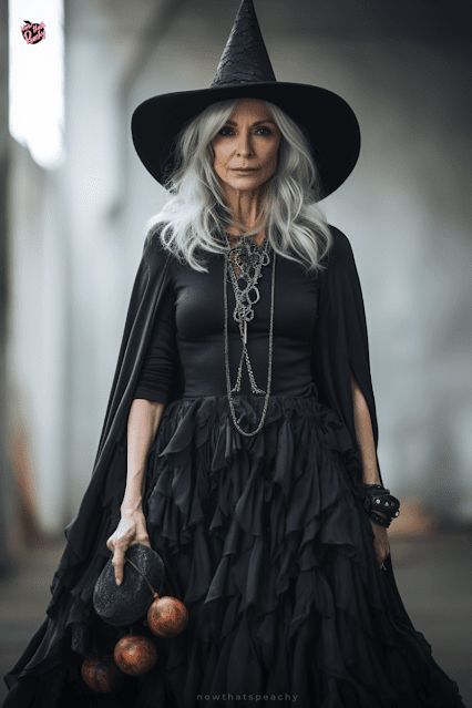 Witch Party Outfit Ideas, Warm Witch Costume, Best Witch Costumes For Women, Diy Witches Costume Women, Funky Witch Costume, Witches Customes, Country Witch Costume, Cowgirl Witch Costume, Old Hag Witch Makeup