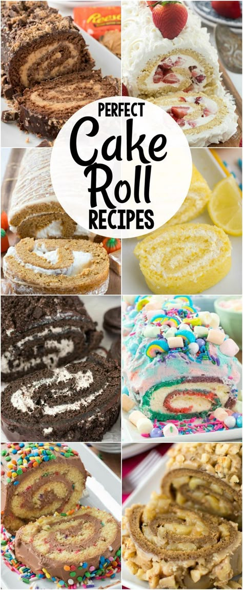 Rolled Cakes, Yule Log Recipe, Jelly Roll Cake, Chocolate Roll Cake, Kek Lapis, Chocolate Lemon, Swiss Roll Cake, Swiss Rolls, Roll Cakes