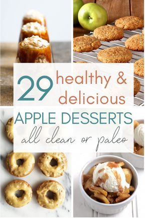 Just because a recipe has apples in it doesn't mean it's healthy! Today, it does!  Here are 29 Delicious and Healthy Apple Desserts that are ALL clean or paleo!  OK - you're free to go enjoy now! #fall #falldesserts #fallrecipes #apples #applerecipes #paleo #cleaneating #healthyrecipes #healthyeating #healthydesserts Macro Friendly Apple Dessert, Macro Friendly Apple Recipes, Clean Eating Apple Recipes, Healthier Apple Desserts, Healthy Apple Recipes Clean Eating, Easy Healthy Apple Desserts, Healthy Desserts With Apples, Macros Desserts, Apple Desserts Healthy